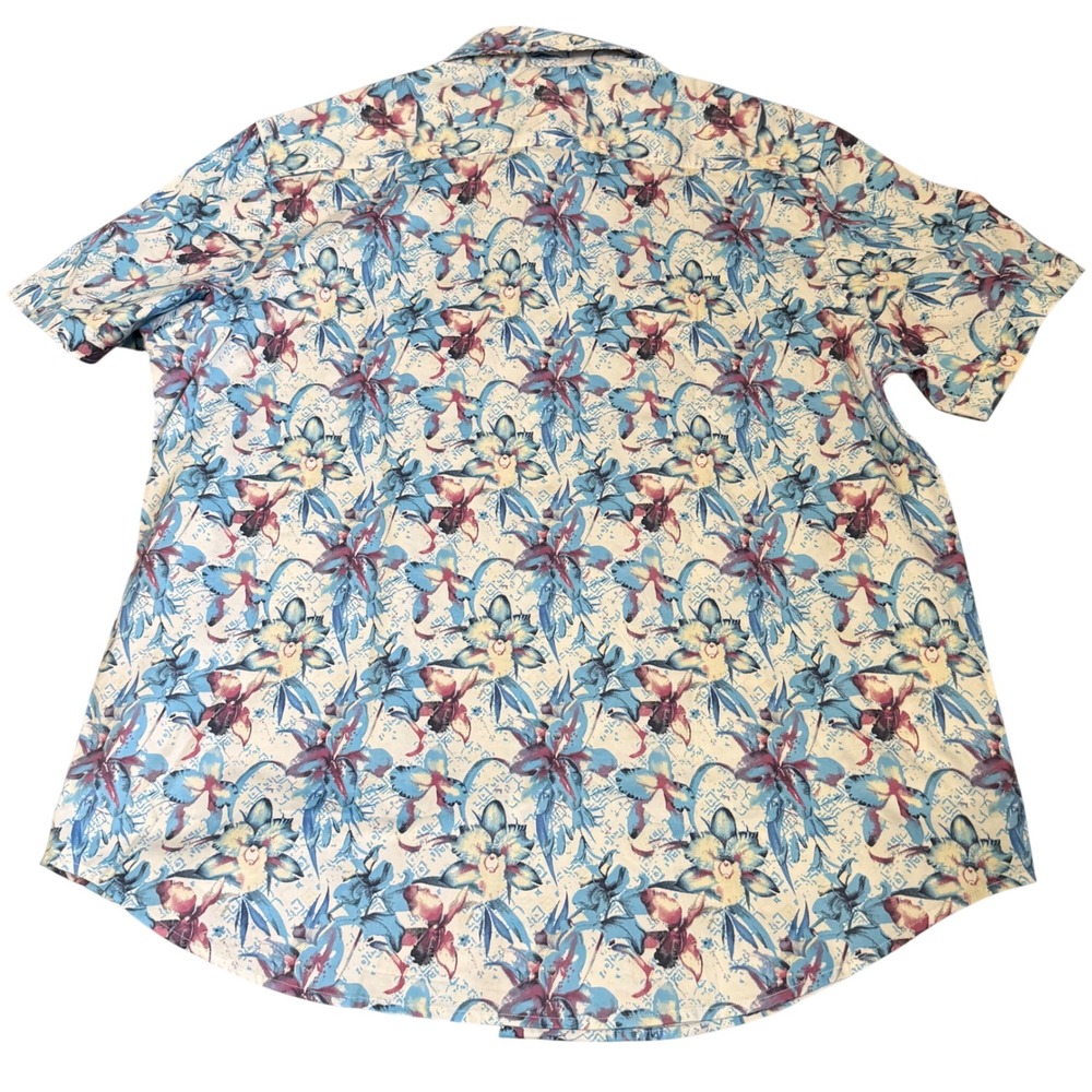 Robert Graham Durkin Mens 2XL Blue Floral Orchid Short Sleeve Button Down Shirt - Picture 8 of 9
